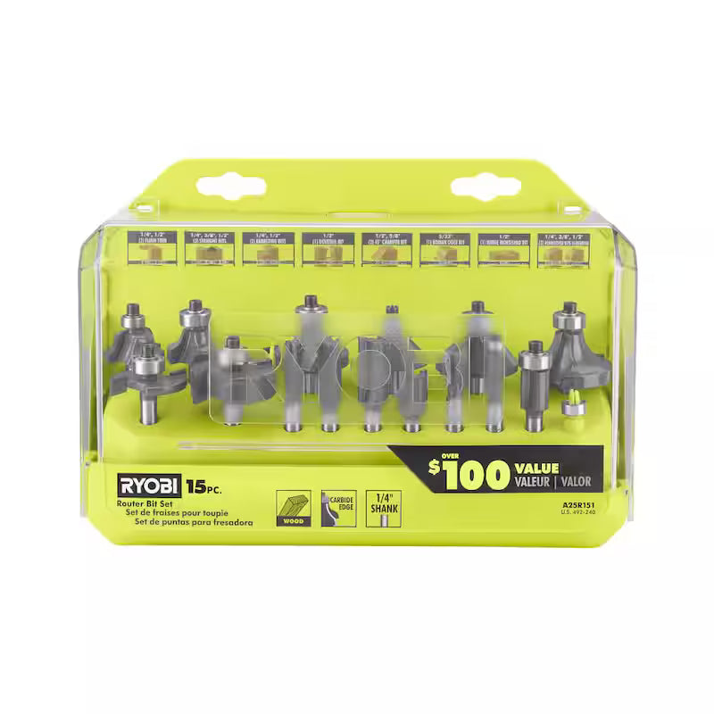 15-Piece Carbide Router Bit Set K22465