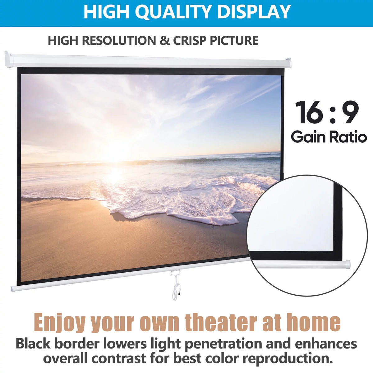 100 Diagonal 16:9 Projector Screen J856436