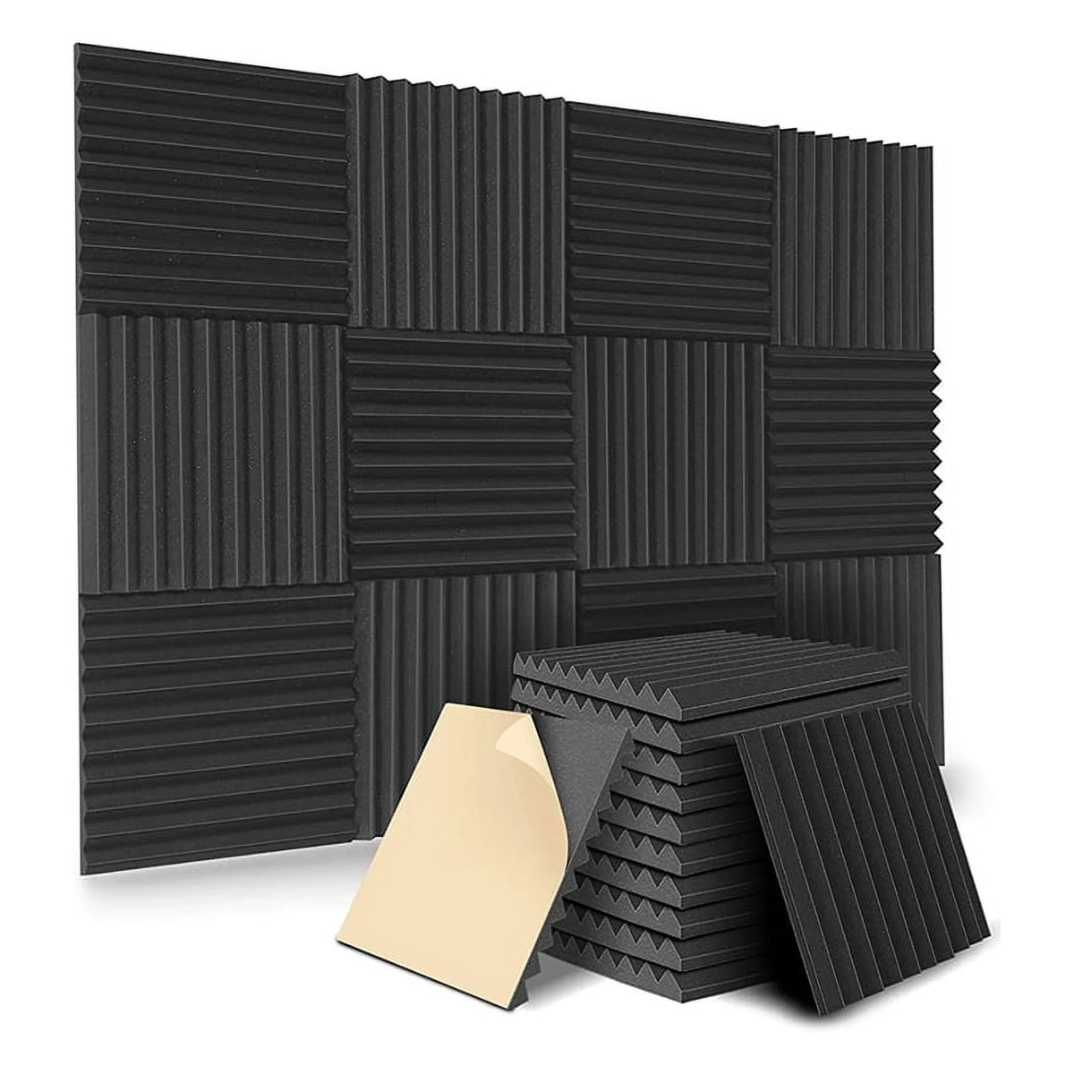 12 Pack Self-Adhesive Acoustic Panels Black K6145