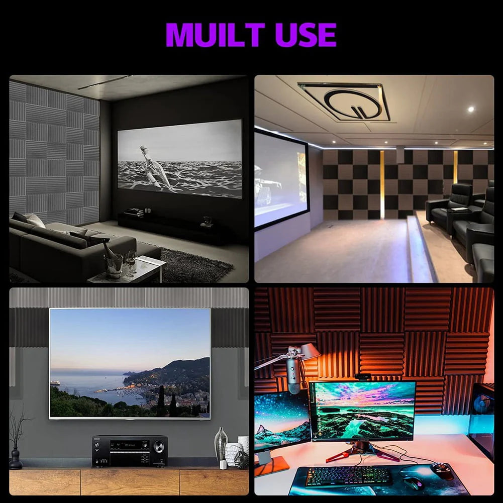 12 Pack Self-Adhesive Acoustic Panels Black K6145