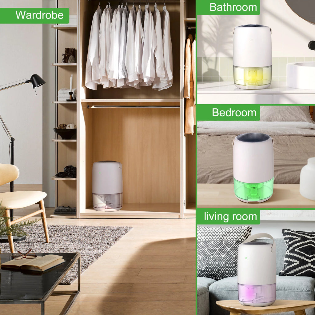 1100ml Ultra Quiet Small Dehumidifier with LED Light D335