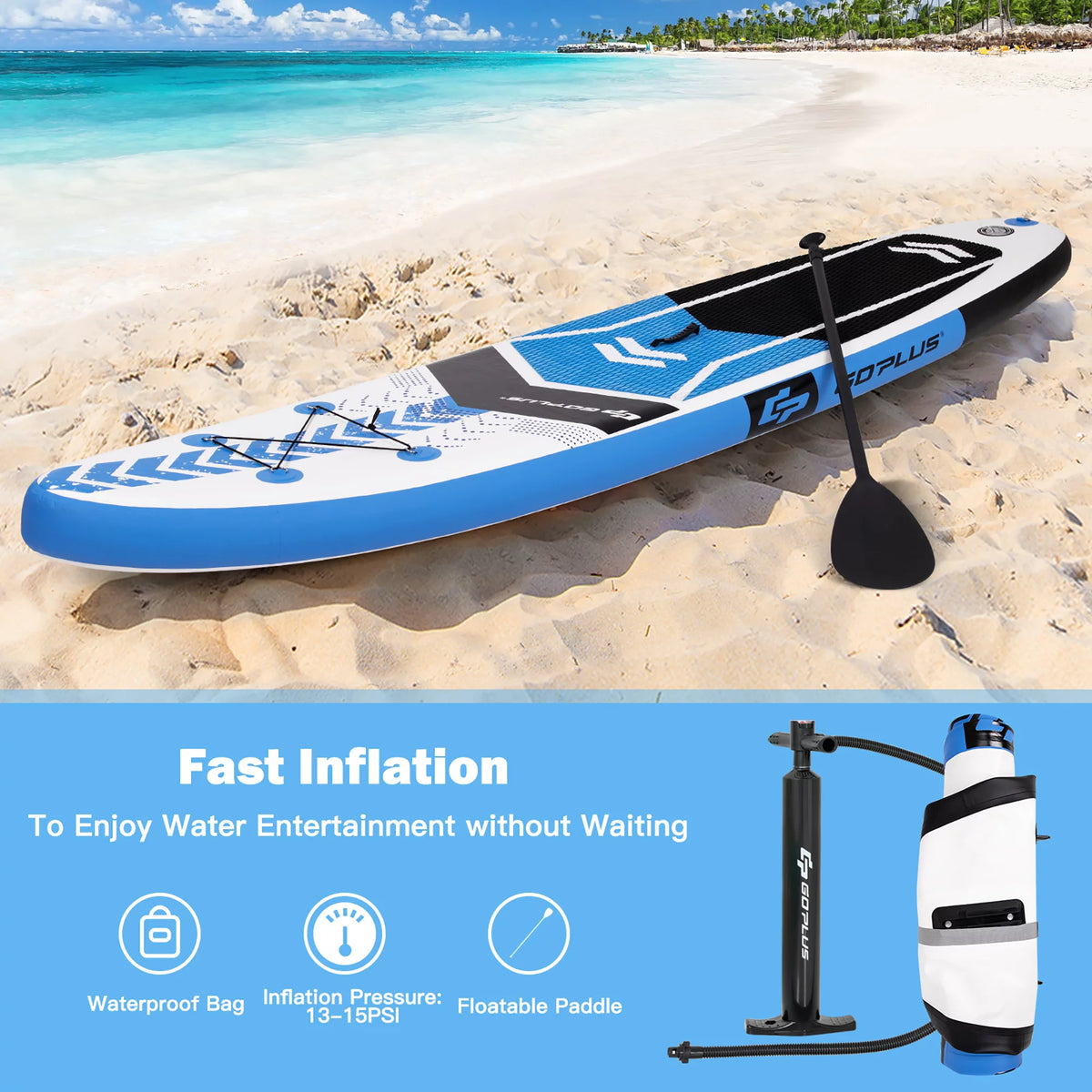 10'5'' Inflatable Stand Up Paddle Board with Carrying Bag S6716