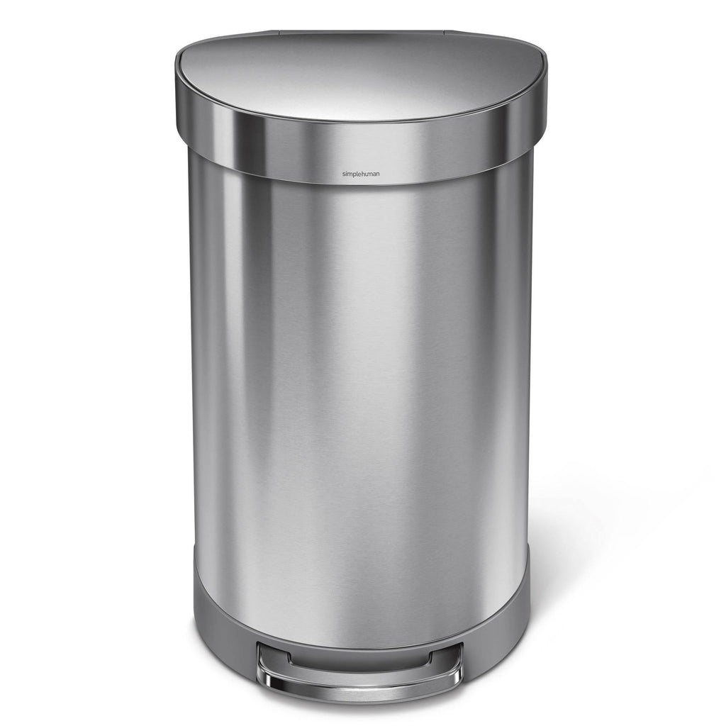 45L Semi-Round Step Trash Can Silver A28382