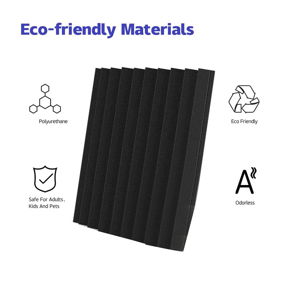 12 Pack Self-Adhesive Acoustic Panels Black K6145