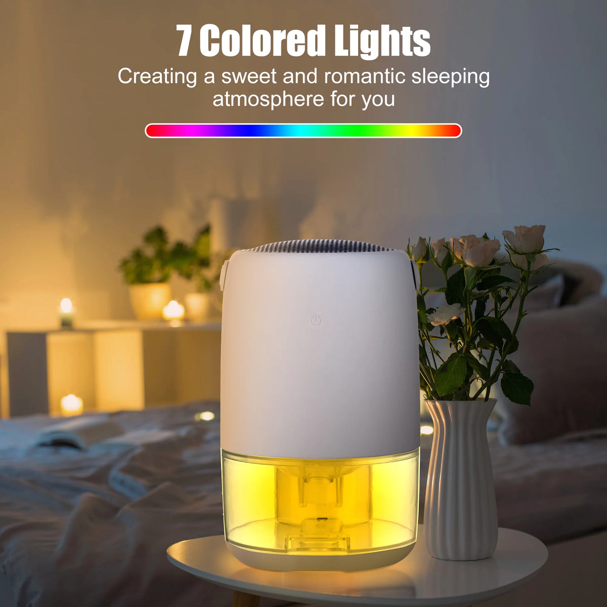 1100ml Ultra Quiet Small Dehumidifier with LED Light D335