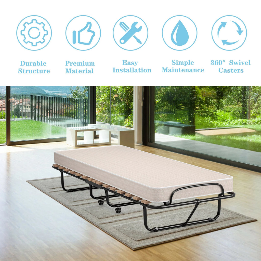 Folding Bed with Memory Foam Mattress Q326589