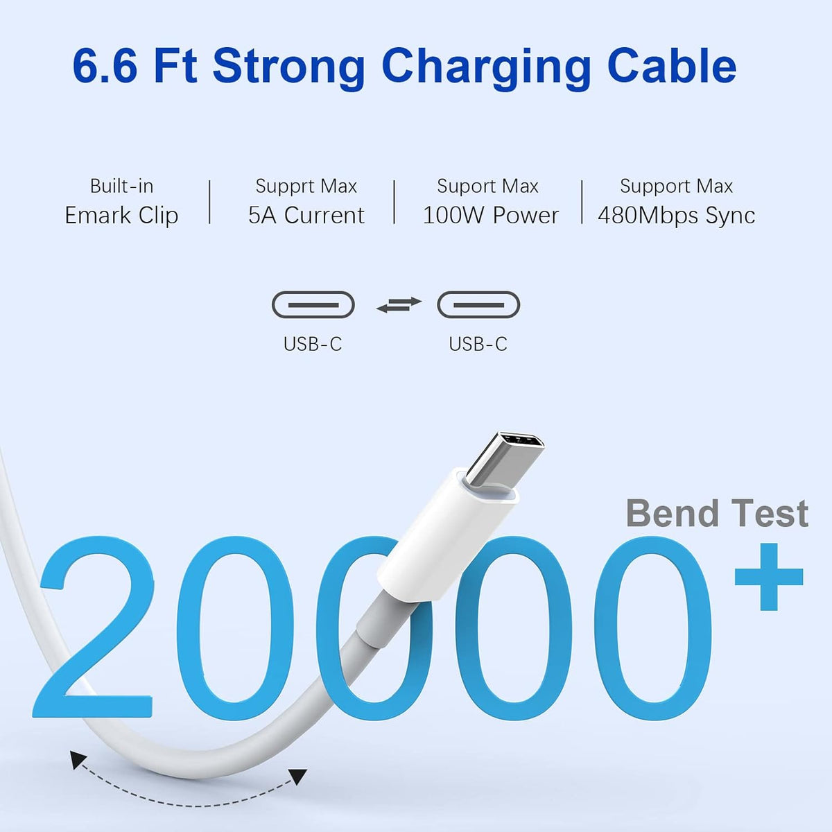 100W USB C Charger Power Adapter with 6.6ft USB C to C Cable N207380