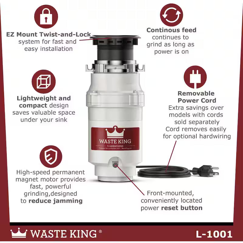 1/2 HP Continuous Feed Garbage Disposal F95384