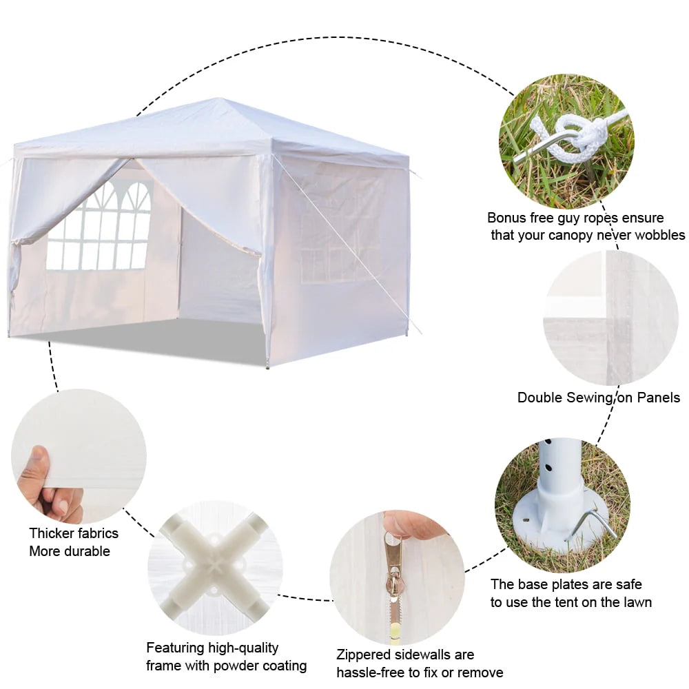 10' x 10' White 4 Sides Waterproof Tent R3123