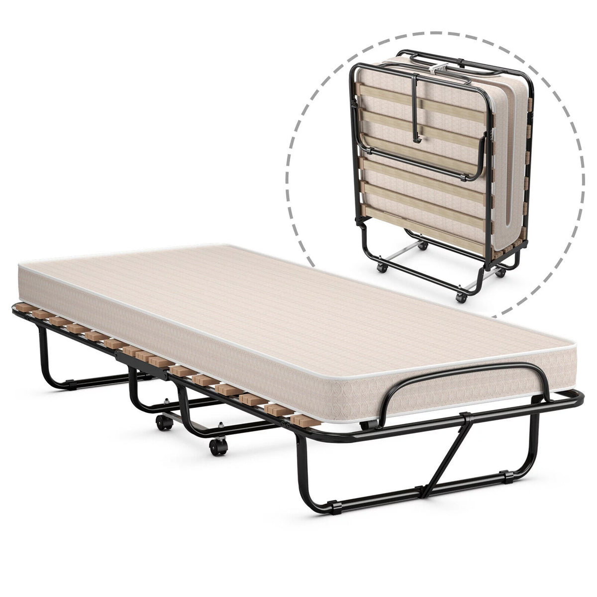 Folding Bed with Memory Foam Mattress Q326589