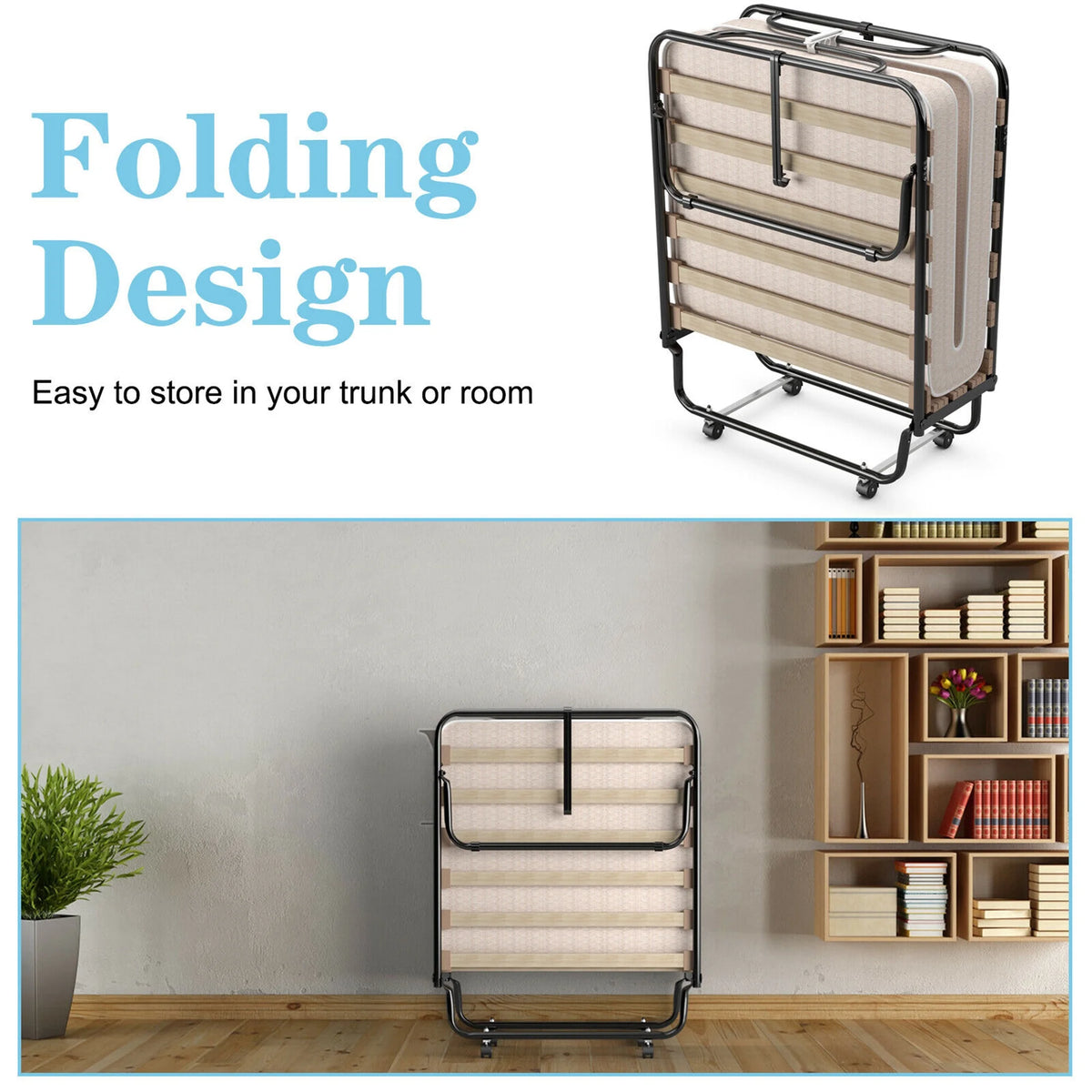Folding Bed with Memory Foam Mattress Q326589