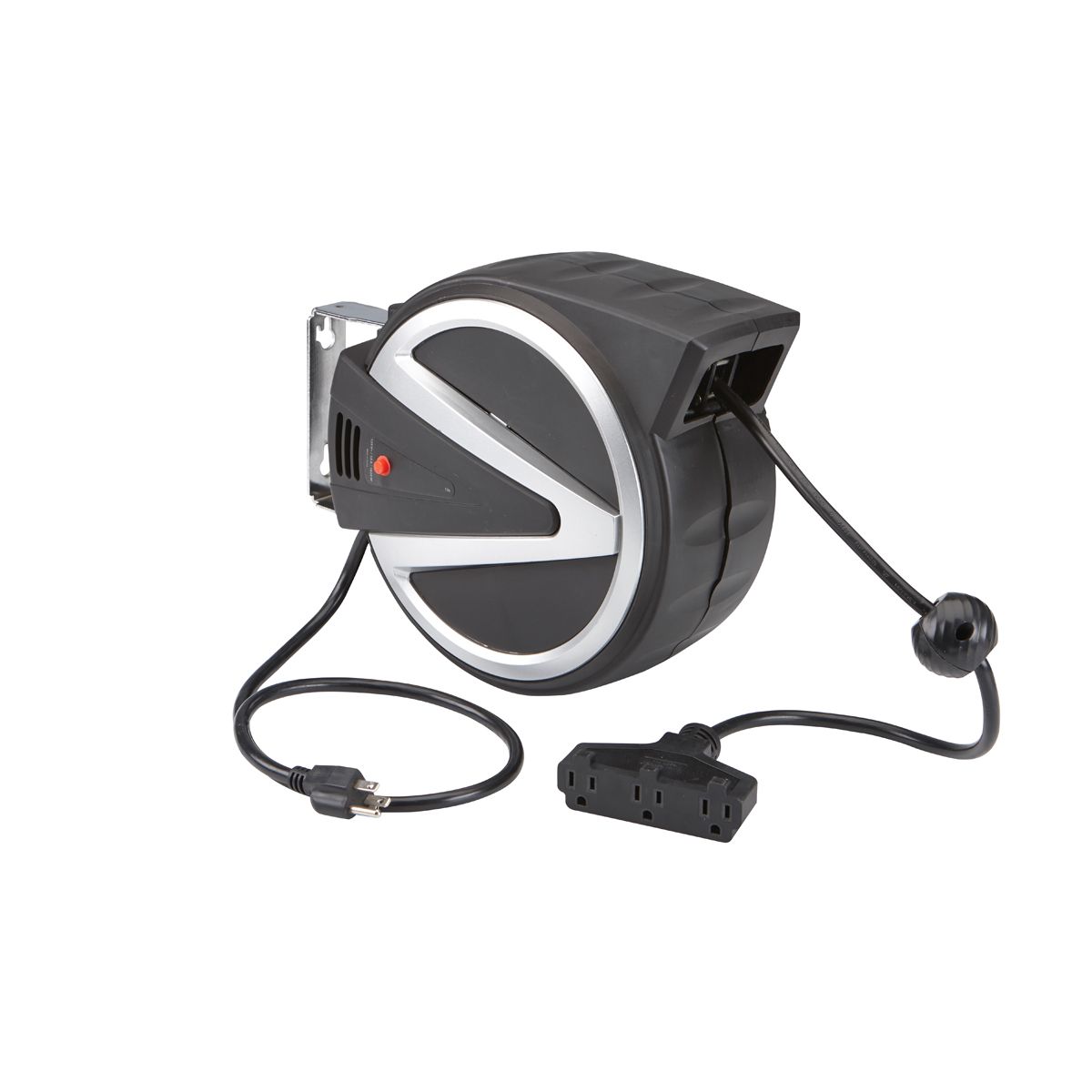 40 ft. 14/3 Gauge Retractable Cord Reel with Triple Tap, Black V8713