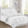 8-Piece Bamboo Comforter Set White Full/Queen Size O37838