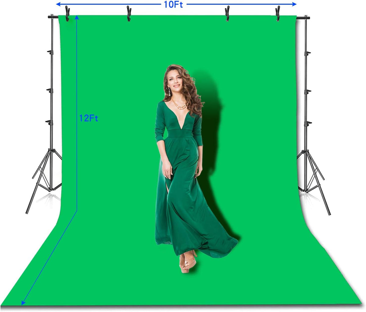 10 x 12ft Cotton Green Screen Backdrop with Stand and Carry Bag R67097