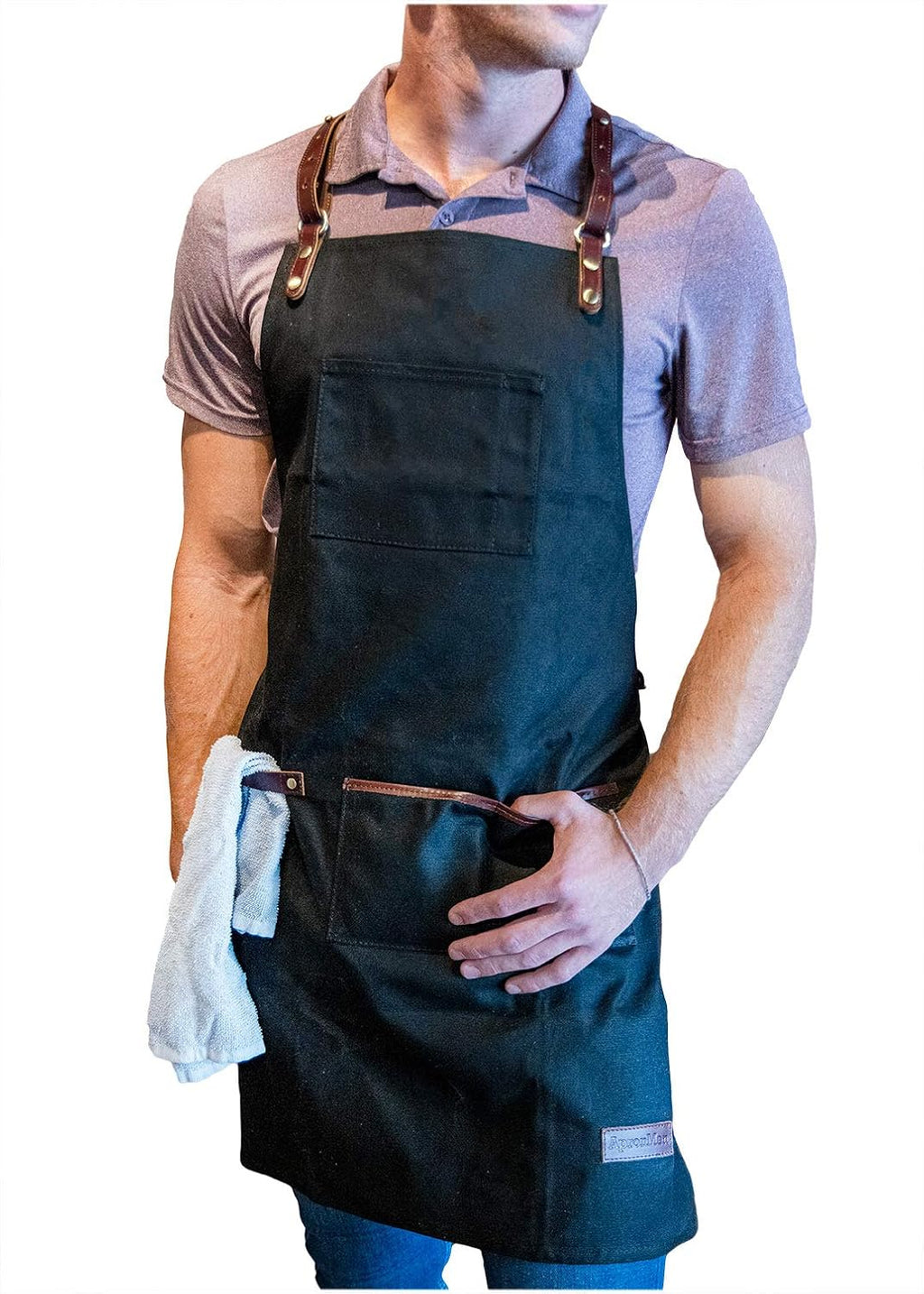 Leather and Canvas Adjustable Work Apron Pack of 2 U896