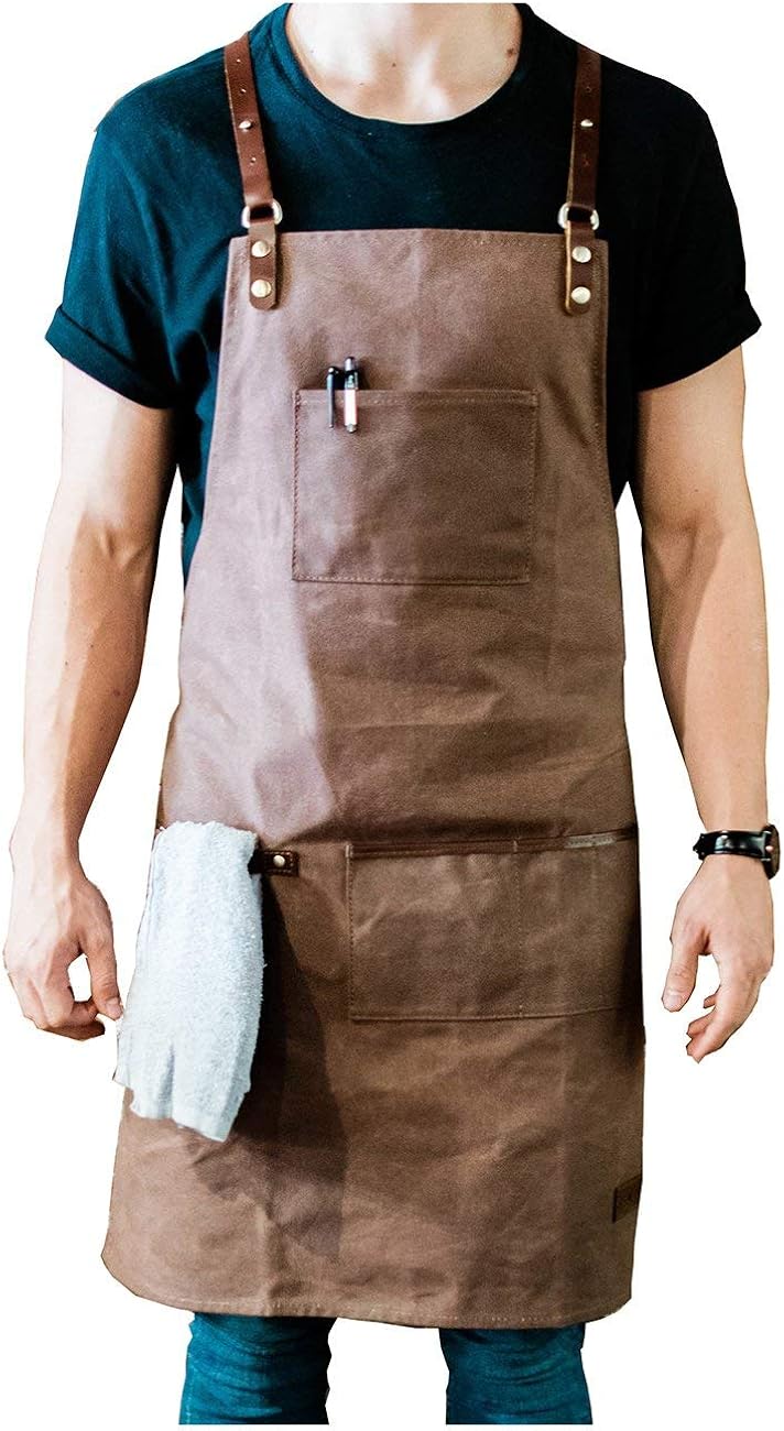 Leather and Canvas Adjustable Work Apron Pack of 2 U896