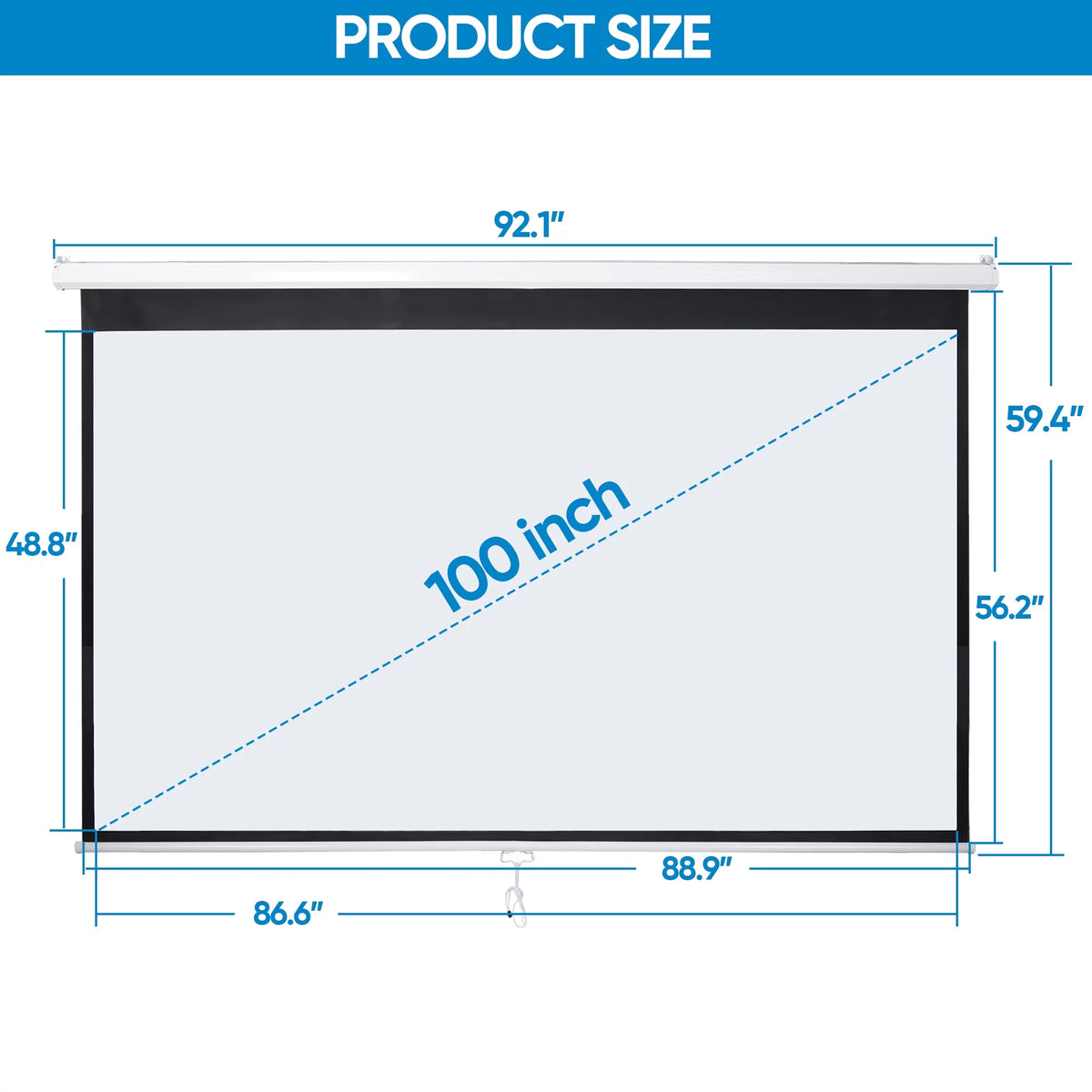 100 Diagonal 16:9 Projector Screen J856436