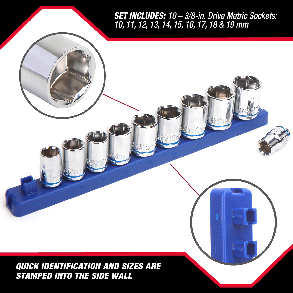 12-Piece 3/8-inch Drive Socket Set mm P749