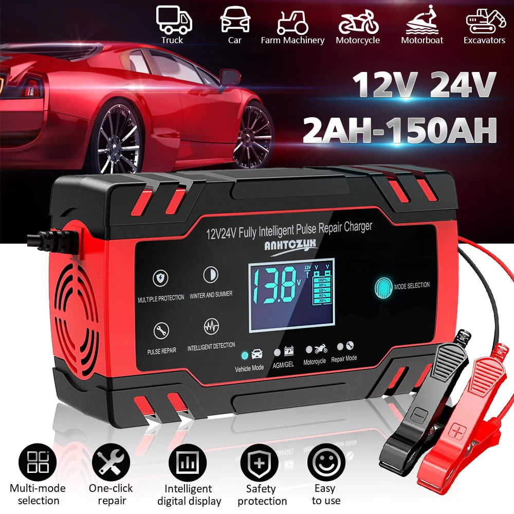 12V/8A 24V/4A Automatic Smart Battery Charger/Maintainer with LCD Display X8878